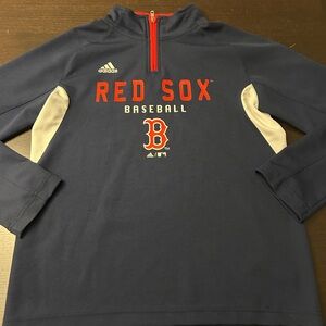 EUC Adidas Navy Red Sox Baseball Pullover kids medium half zip performance